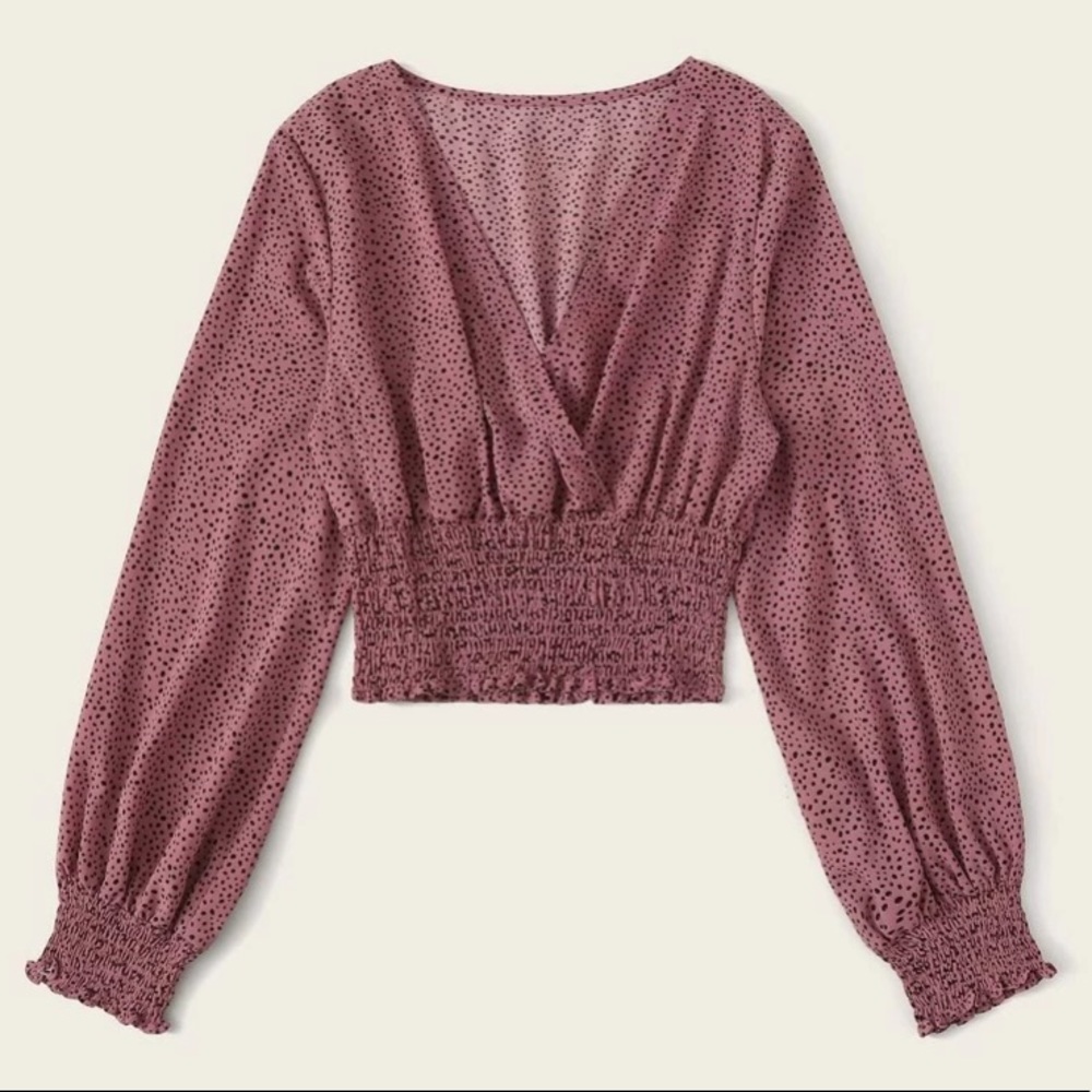 Speckled Dusty Pink Long Sleeved Crop Blouse